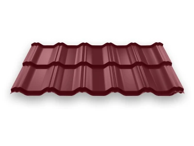 Модульная металлочерепица "Вилейская волна", 0,50 мм, длина волны 400×20 мм Rooftop Шелк RAL3005 винно-красный