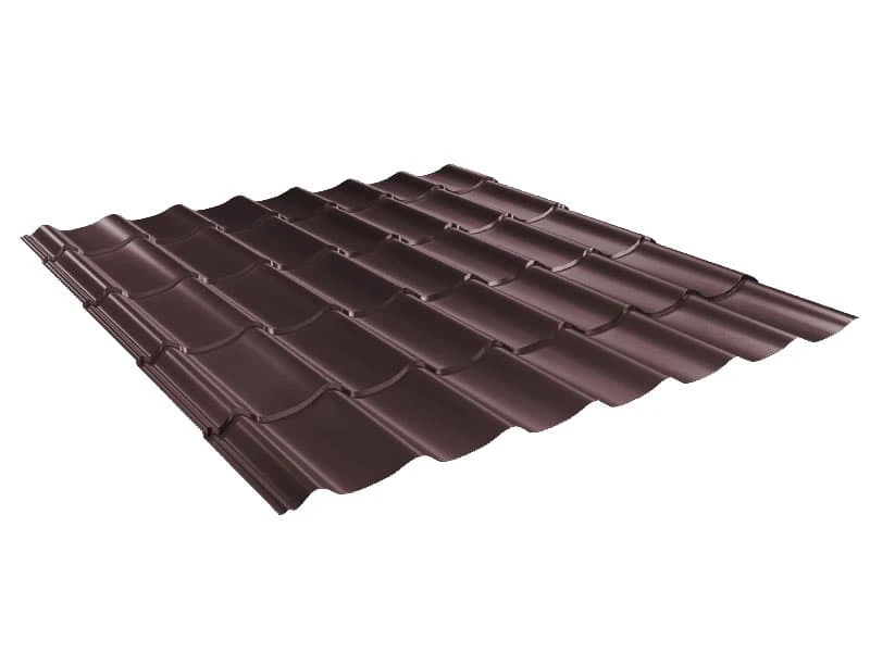 Металлочерепица "Супермонтеррей", 0,50 мм, длина волны 350×21 мм Полиэстер матовый RAL8017 шоколадно-коричневый