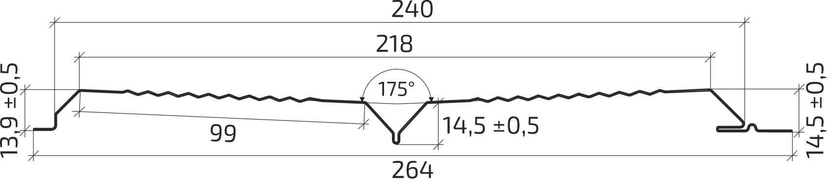 Чертеж Металлосайдинг гофрированный